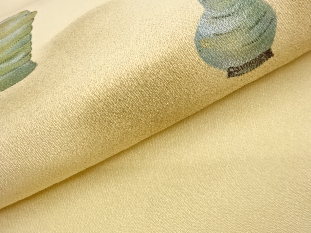  縮緬地金彩手描き壺模様名古屋帯